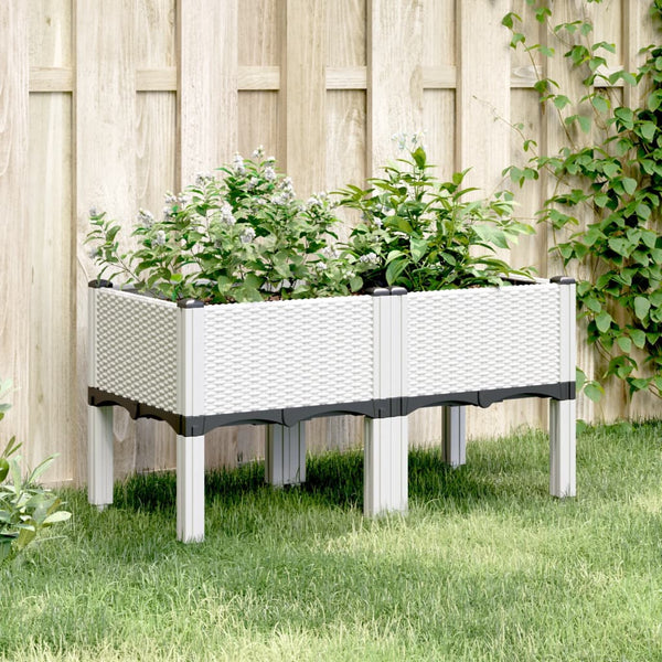 Weißer Pflanzkasten mit Beinen 80x40x42 cm