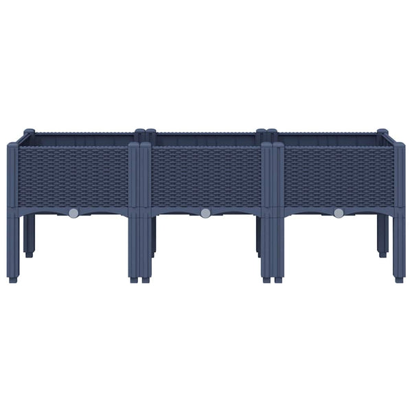 Blaugrauer Pflanzkasten mit Beinen, 120 cm