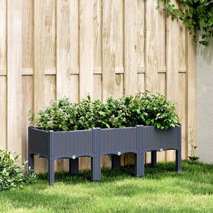 Blaugrauer Pflanzkasten mit Beinen, 120 cm