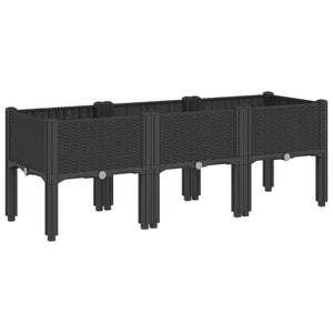 Schwarzer Pflanzkasten mit Beinen 120x40x42 cm
