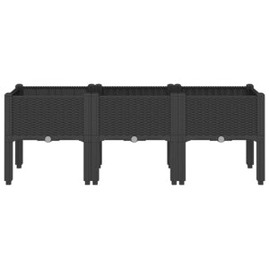 Schwarzer Pflanzkasten mit Beinen 120x40x42 cm
