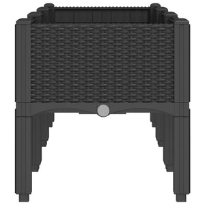 Schwarzer Pflanzkasten mit Beinen 120x40x42 cm