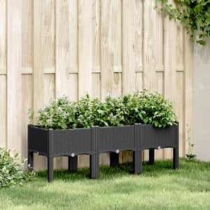 Schwarzer Pflanzkasten mit Beinen 120x40x42 cm