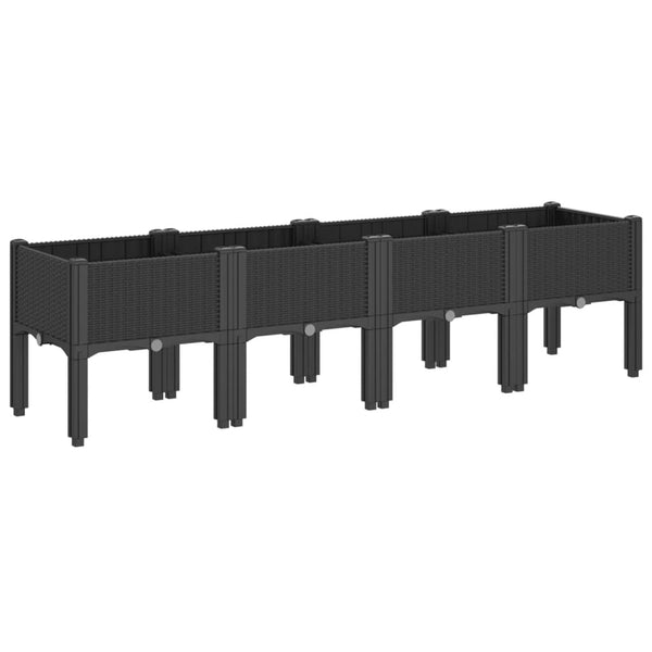 Schwarzer Pflanzkasten mit Beinen 160 cm