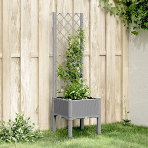 Pflanzkübel mit Rankgitter Hellgrau 40x40x142 cm