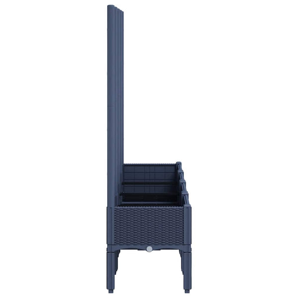 Blaugrauer Pflanzkübel mit Rankgitter 160cm