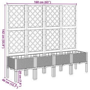 Pflanzkübel mit Rankgitter Weiß 160cm