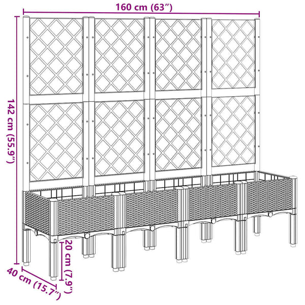 Pflanzkübel mit Rankgitter Weiß 160cm