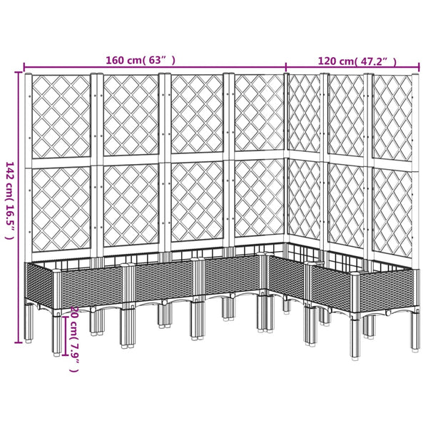 Pflanzkübel mit Rankgitter Braun 160cm