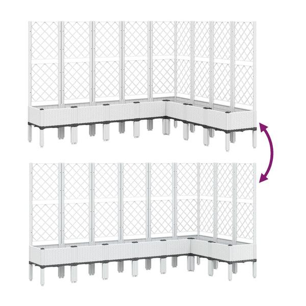 Pflanzkübel mit Rankgitter Weiß 200cm