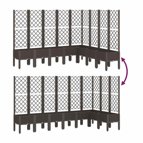 Pflanzkübel mit Rankgitter Braun 200 cm
