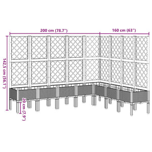 Pflanzkübel mit Rankgitter Braun 200 cm