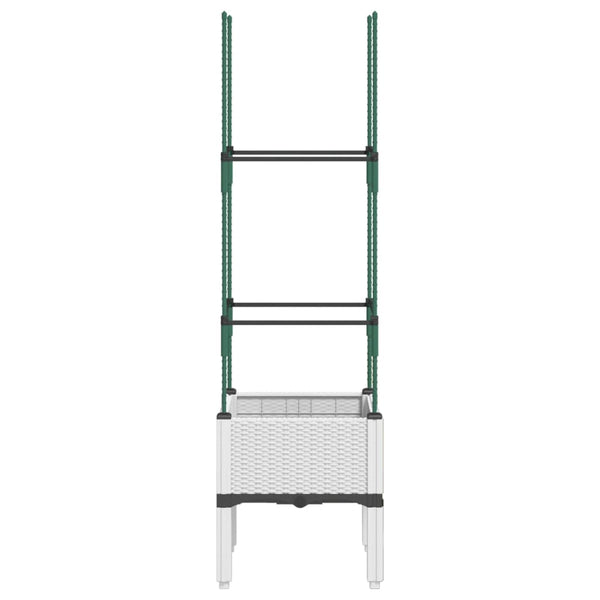 Pflanzkübel mit Rankgitter Weiß 40x40x142,5 cm