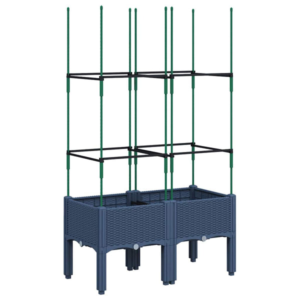 Pflanzkübel mit Rankgitter, Blaugrau, 80 cm