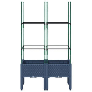 Pflanzkübel mit Rankgitter, Blaugrau, 80 cm