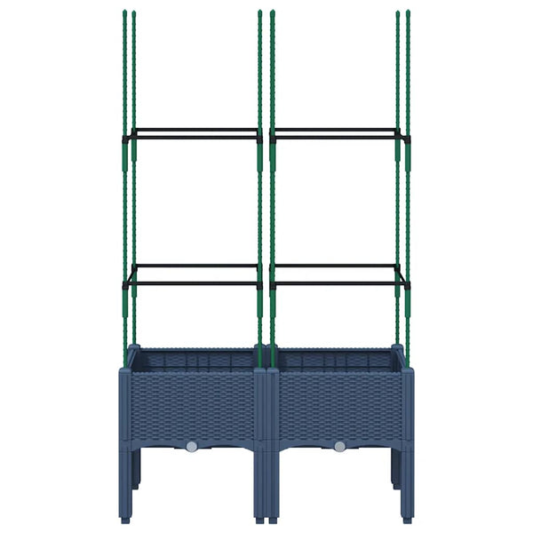 Pflanzkübel mit Rankgitter, Blaugrau, 80 cm