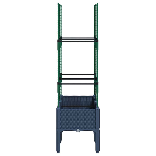Pflanzkübel mit Rankgitter, Blaugrau, 80 cm