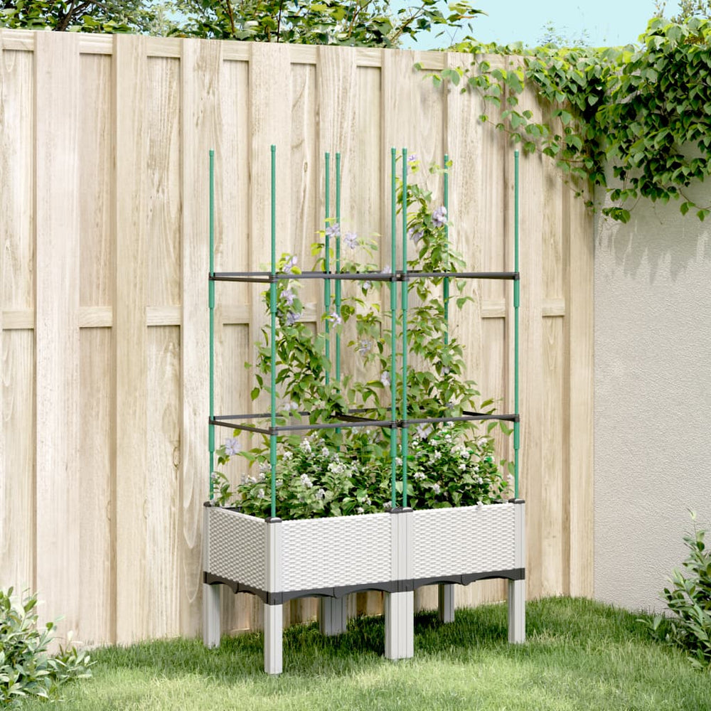 Pflanzkübel mit Rankgitter Weiß 80cm