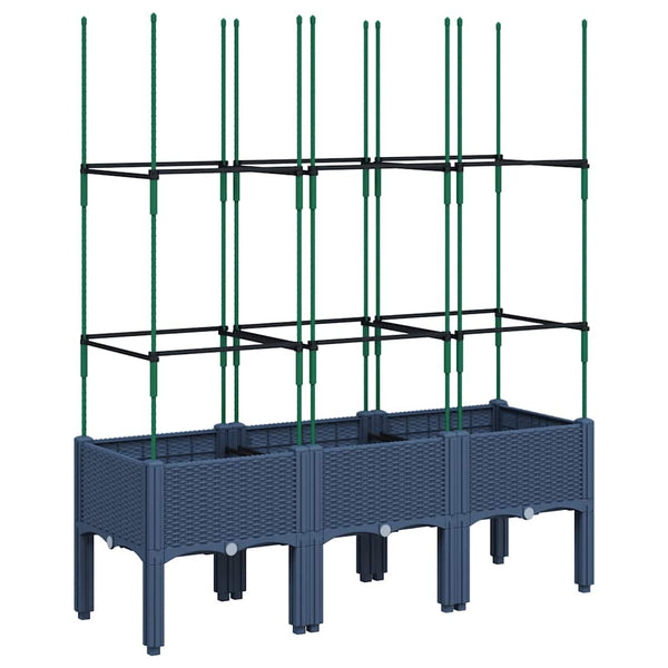 Blaugrauer Pflanzkübel mit Rankgitter 120 cm