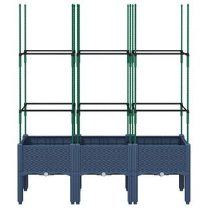 Blaugrauer Pflanzkübel mit Rankgitter 120 cm