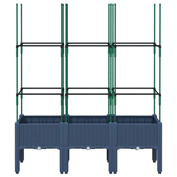 Blaugrauer Pflanzkübel mit Rankgitter 120 cm