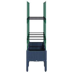Blaugrauer Pflanzkübel mit Rankgitter 120 cm