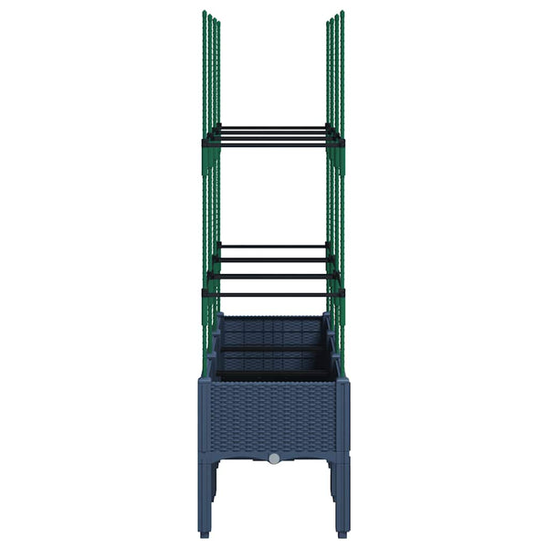 Blaugrauer Pflanzkübel mit Rankgitter 120 cm