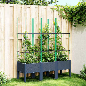 Blaugrauer Pflanzkübel mit Rankgitter 120 cm