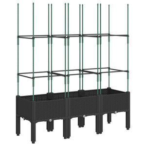 Pflanzkübel mit Rankgitter Schwarz 120cm