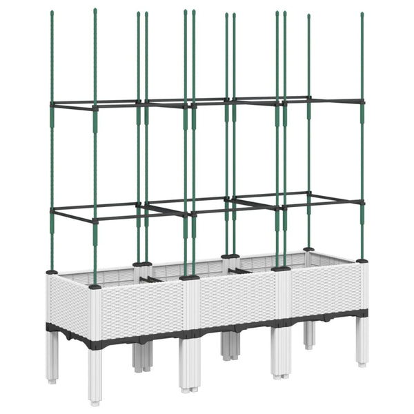 Pflanzkübel mit Rankgitter Weiß 120cm