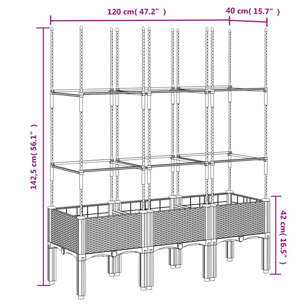 Pflanzkübel mit Rankgitter Weiß 120cm