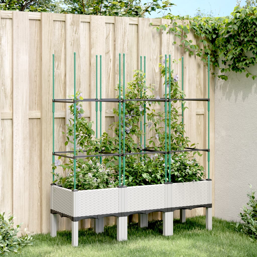 Pflanzkübel mit Rankgitter Weiß 120cm