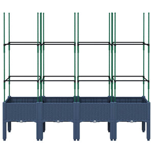 Blaugrauer Pflanzkübel mit Rankgitter 160cm