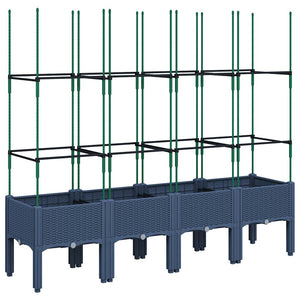Blaugrauer Pflanzkübel mit Rankgitter 160cm