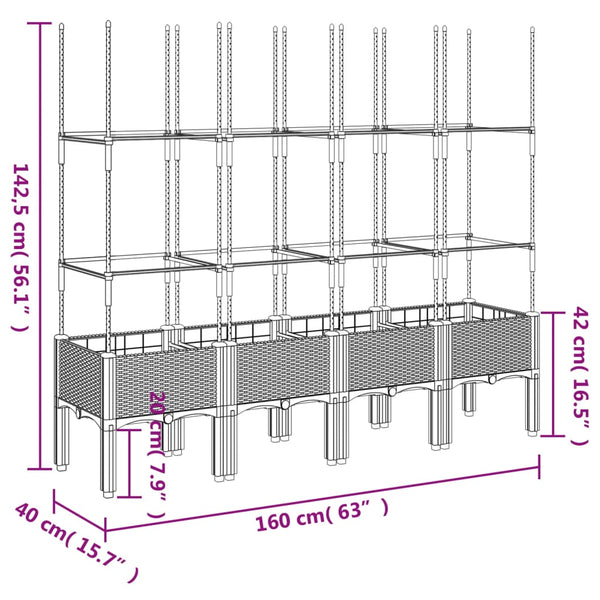 Pflanzkübel mit Rankgitter Weiß 160cm