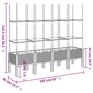 Pflanzkübel mit Rankgitter Braun 160cm