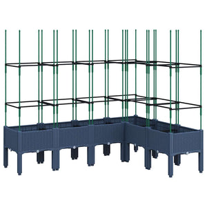 Blaugrauer Pflanzkübel mit Rankgitter 160 cm