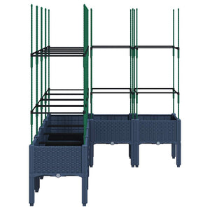 Blaugrauer Pflanzkübel mit Rankgitter 160 cm