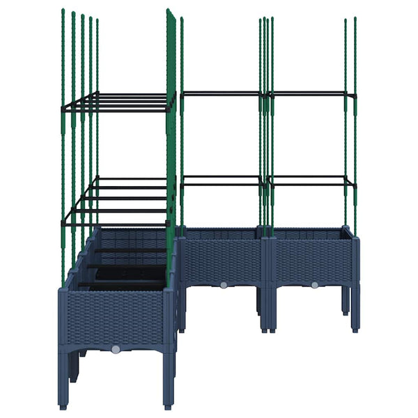 Blaugrauer Pflanzkübel mit Rankgitter 160 cm