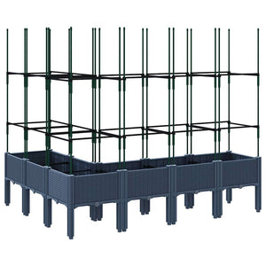 Blaugrauer Pflanzkübel mit Rankgitter 160 cm