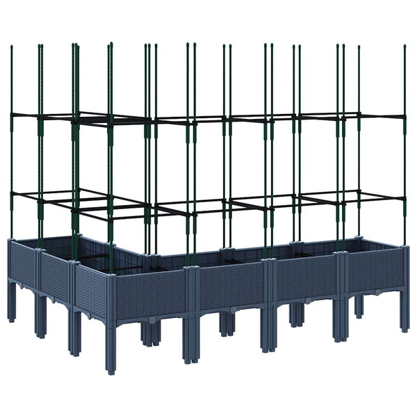 Blaugrauer Pflanzkübel mit Rankgitter 160 cm
