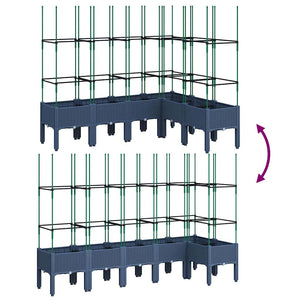 Blaugrauer Pflanzkübel mit Rankgitter 160 cm