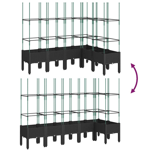 Pflanzkübel mit Rankgitter Schwarz 160cm
