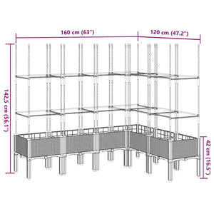 Pflanzkübel mit Rankgitter Schwarz 160cm