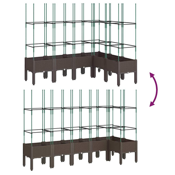 Pflanzkübel mit Rankgitter Braun 160cm