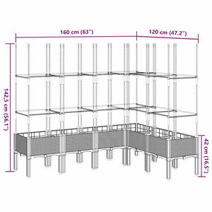 Pflanzkübel mit Rankgitter Braun 160cm