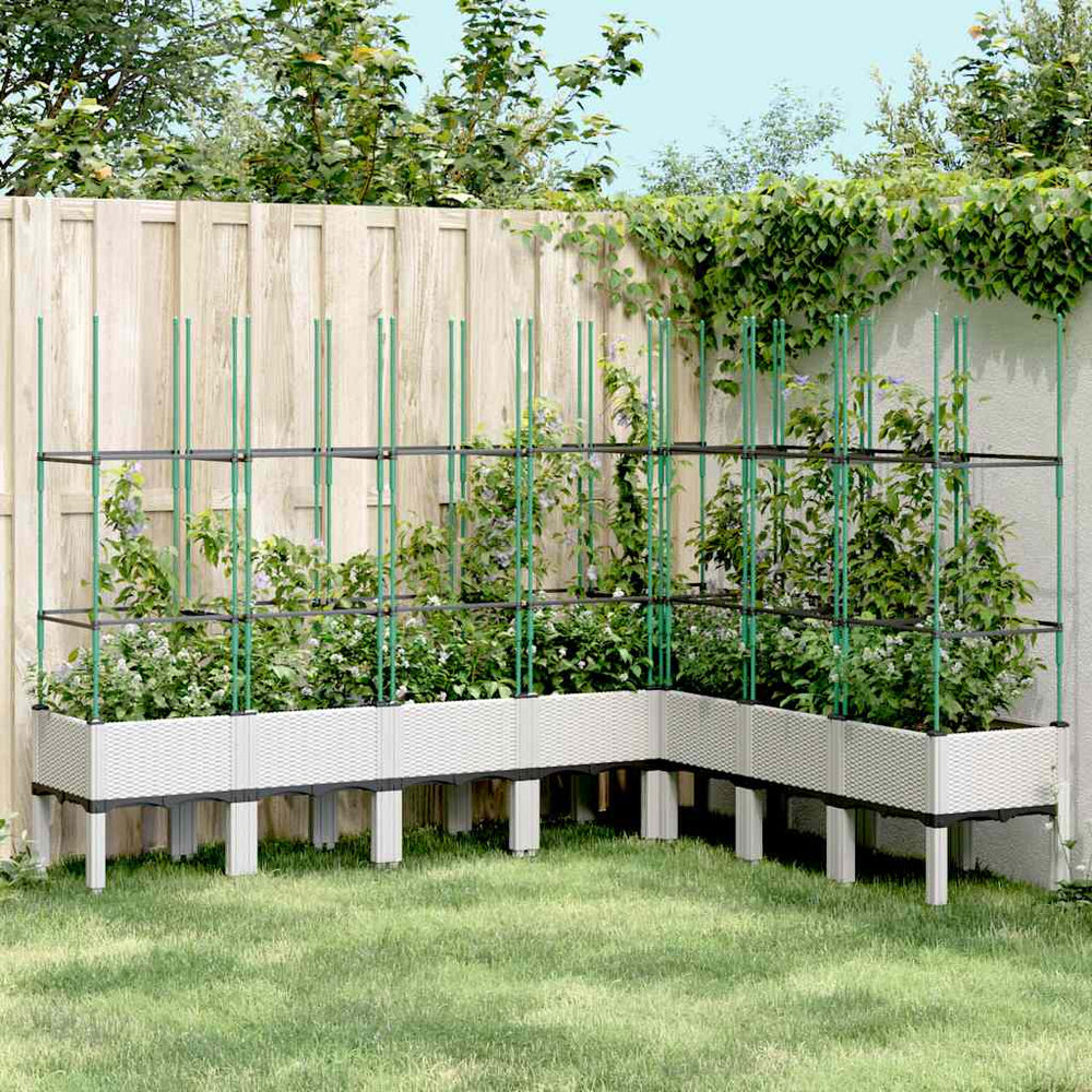 Pflanzkübel mit Rankgitter Weiß 200 cm