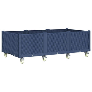Blaugrauer Pflanzkasten mit Rollen 150x80x54 cm