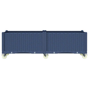 Blaugrauer Pflanzkasten mit Rollen 160 cm
