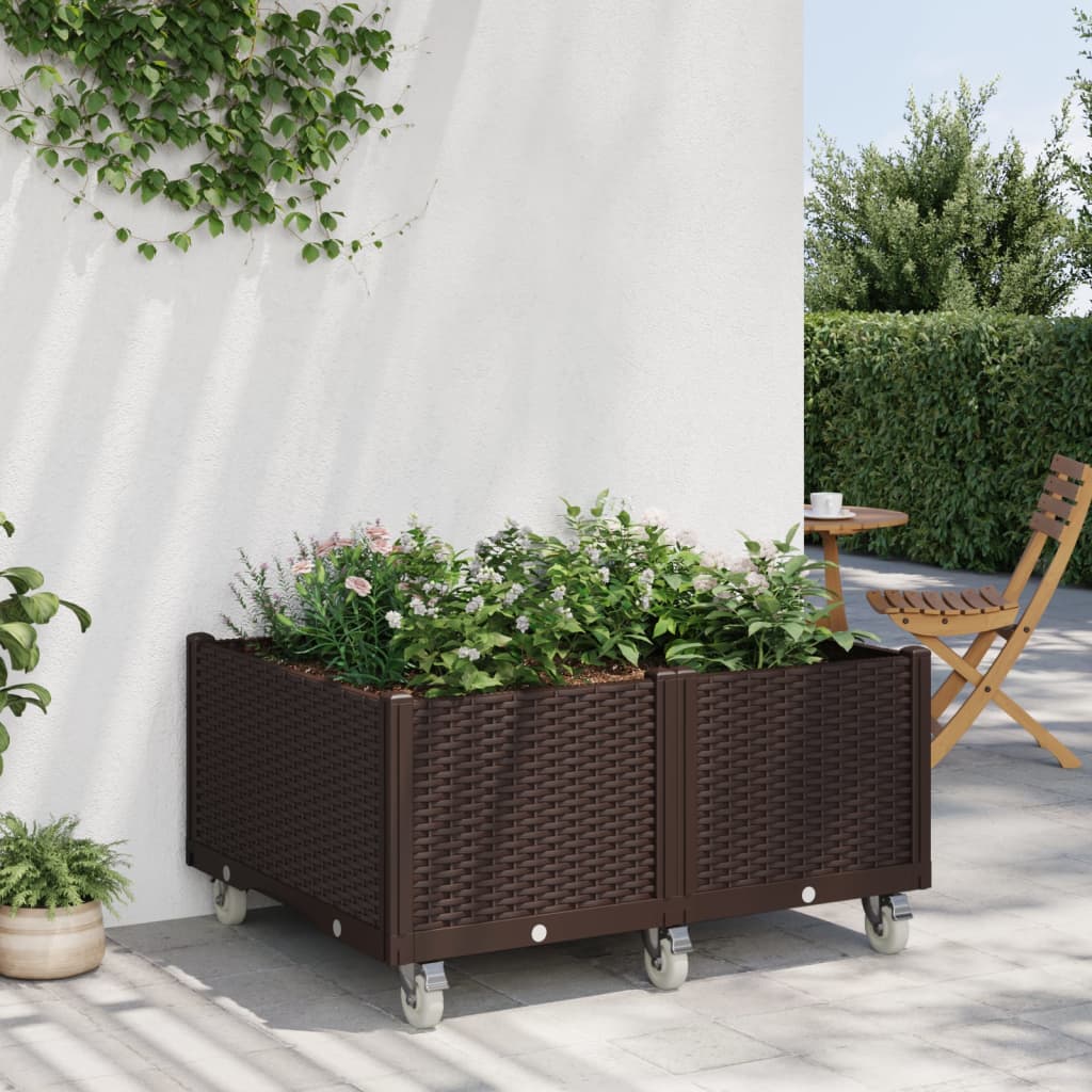 Pflanzkasten mit Rollen Braun 100x80x54 cm